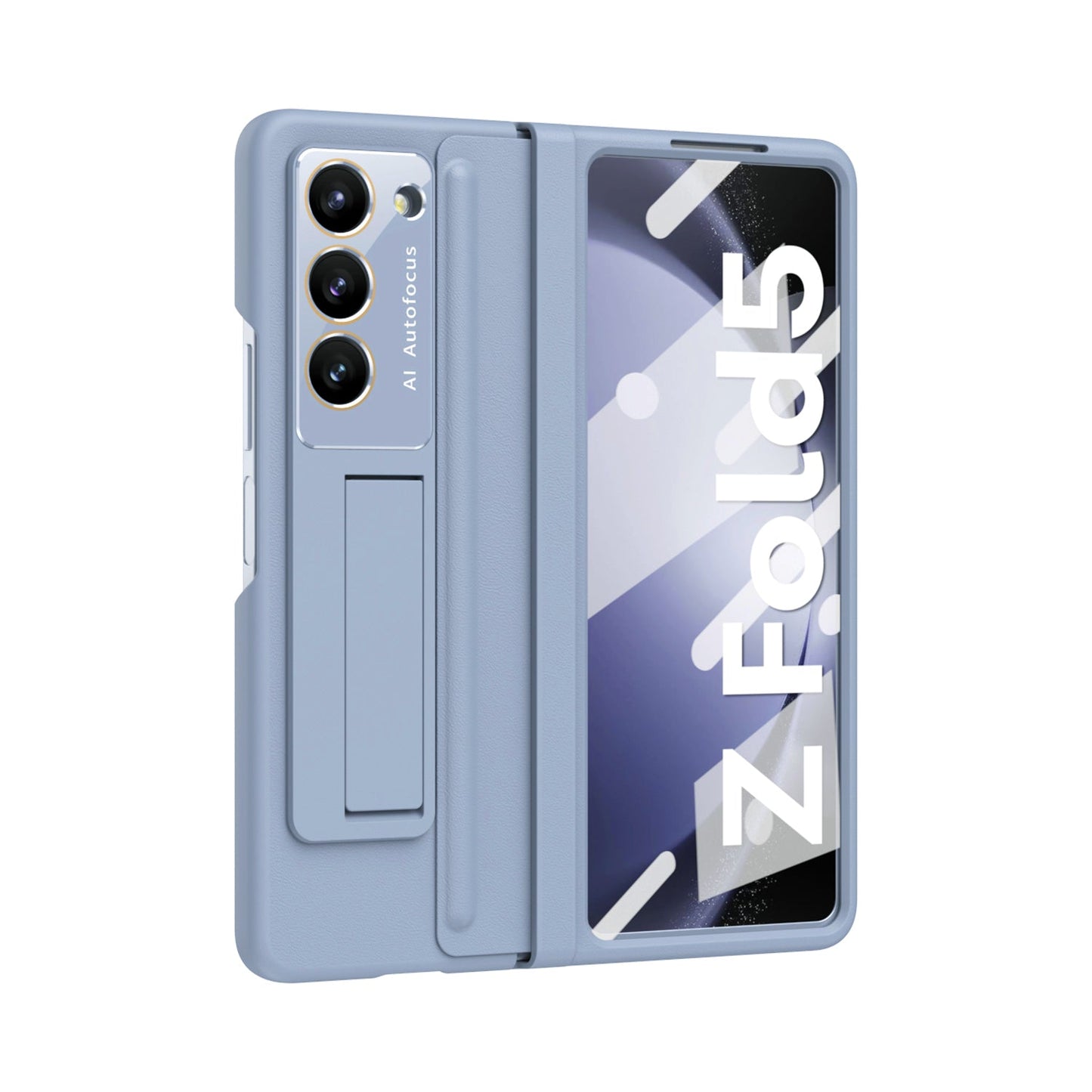 Leather Hinge Protector Samsung  Galaxy Z Fold5 Case With Self-tempered Glass Film