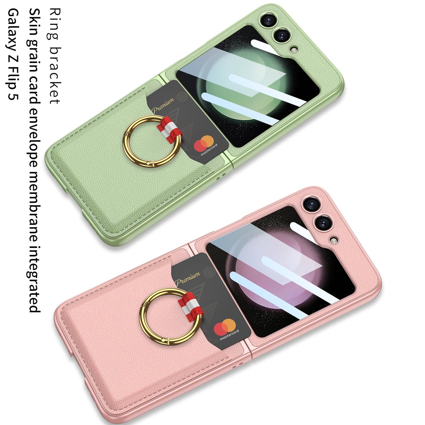Cardholder Case For Samsung Galaxy Z Flip5 With Ring Bracket