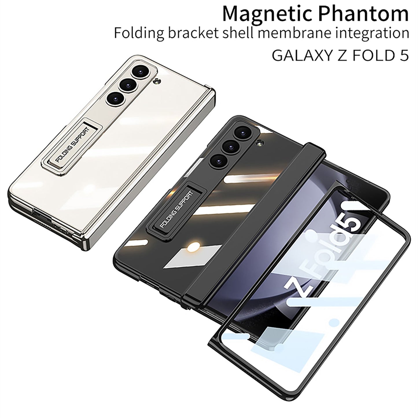Samsung Galaxy Z Fold5 Magnetic Phontom Case With Folding Bracket and Screen Protect Film