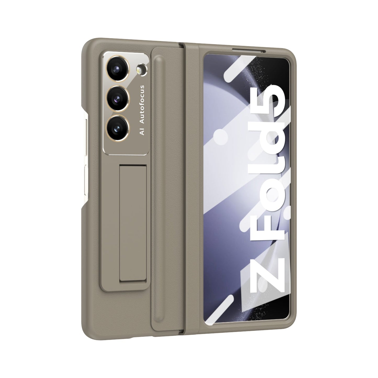 Leather Hinge Protector Samsung  Galaxy Z Fold5 Case With Self-tempered Glass Film