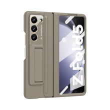 Load image into Gallery viewer, Leather Hinge Protector Samsung  Galaxy Z Fold5 Case With Self-tempered Glass Film
