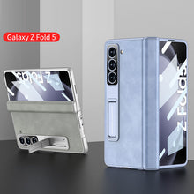 Load image into Gallery viewer, Plain leather Samsung Z Fold5 Phone Case with Screen Protector &amp; Stand
