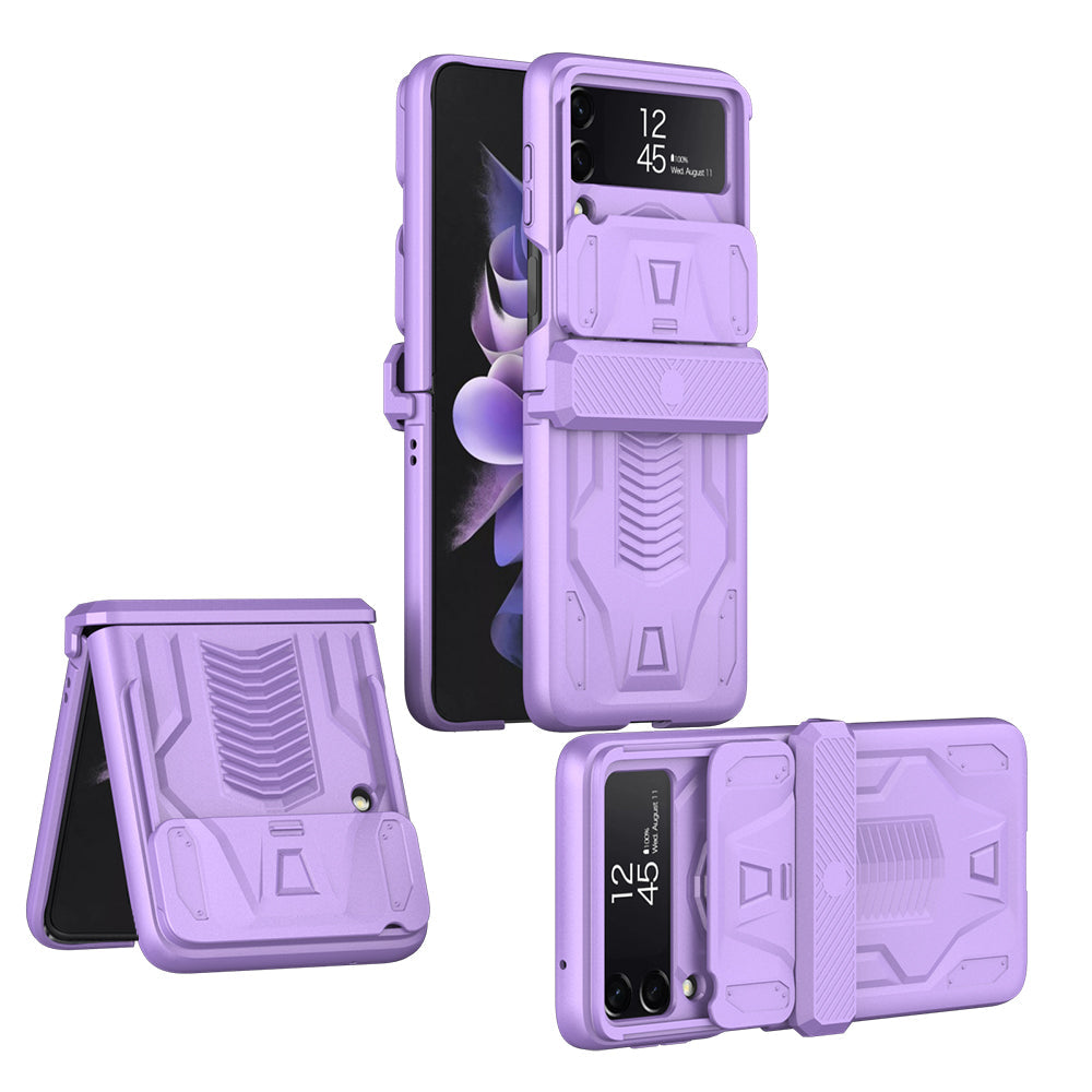 Magnetic Hinge Hard Armor Case For Samsung Galaxy Z Flip4 5G With Slide Lens Cover
