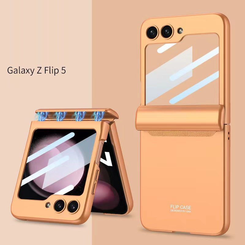 Magnetic Hinge Samsung Galaxy Z Flip5 Flip6 Full Coverage Phone Case with Front Screen Protector