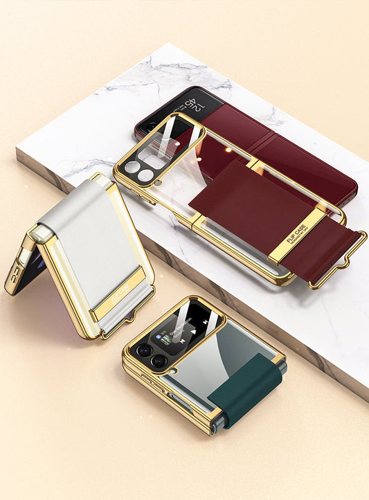 Electroplated Samsung Galaxy Z Flip4 5G  Hard Cover with Strap