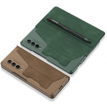 Charger l&#39;image dans la galerie, Leather Wallet Samsung Galaxy Z Fold4 5G Case With Detachable Velcro Pen Slot
