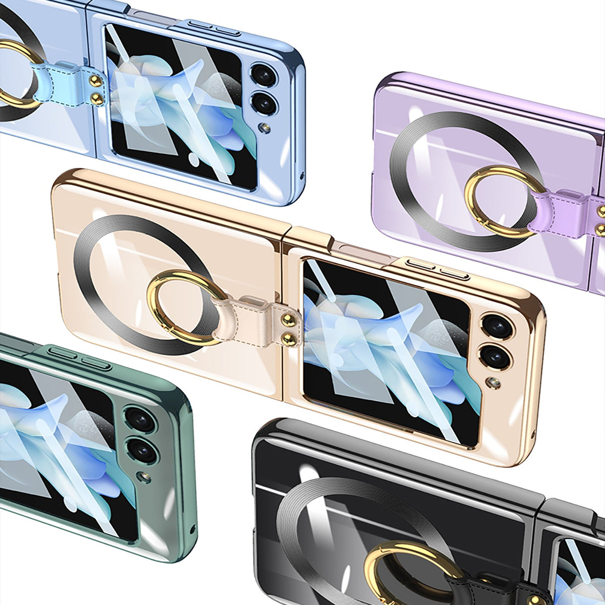Phantom Plating Anti-Drop Artfact  Samsung Galaxy Z Flip5 Case With Ring Bracket With Magsafe