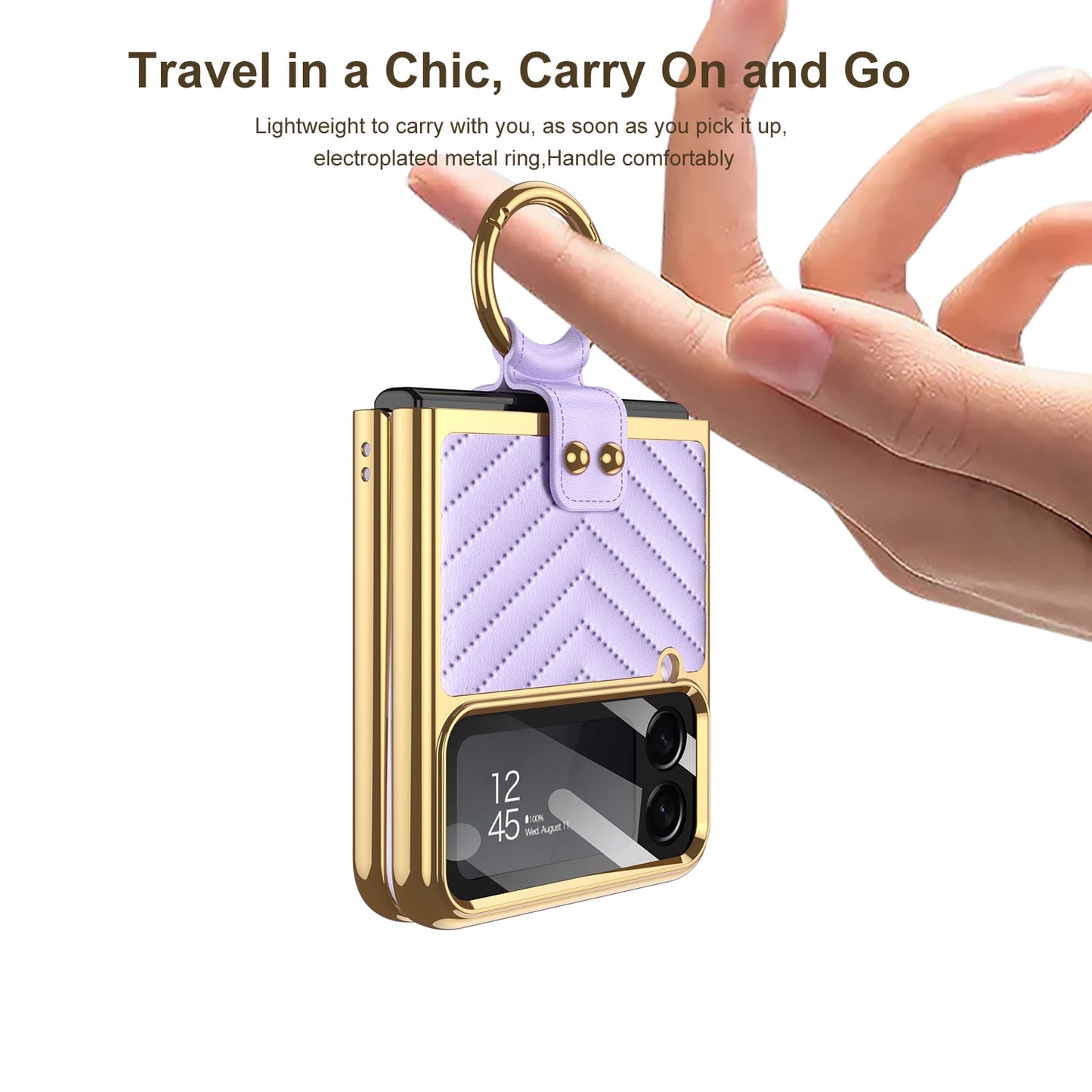 Luxury Electroplated Soft Case For Galaxy Z Flip4 5G With Back Glass And Ring Holder Standard