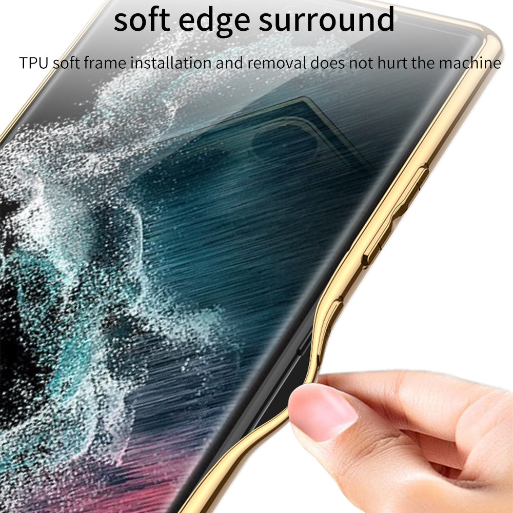 Electroplated Leather Case for Samsung Galaxy S23 Ultra With Kickstand