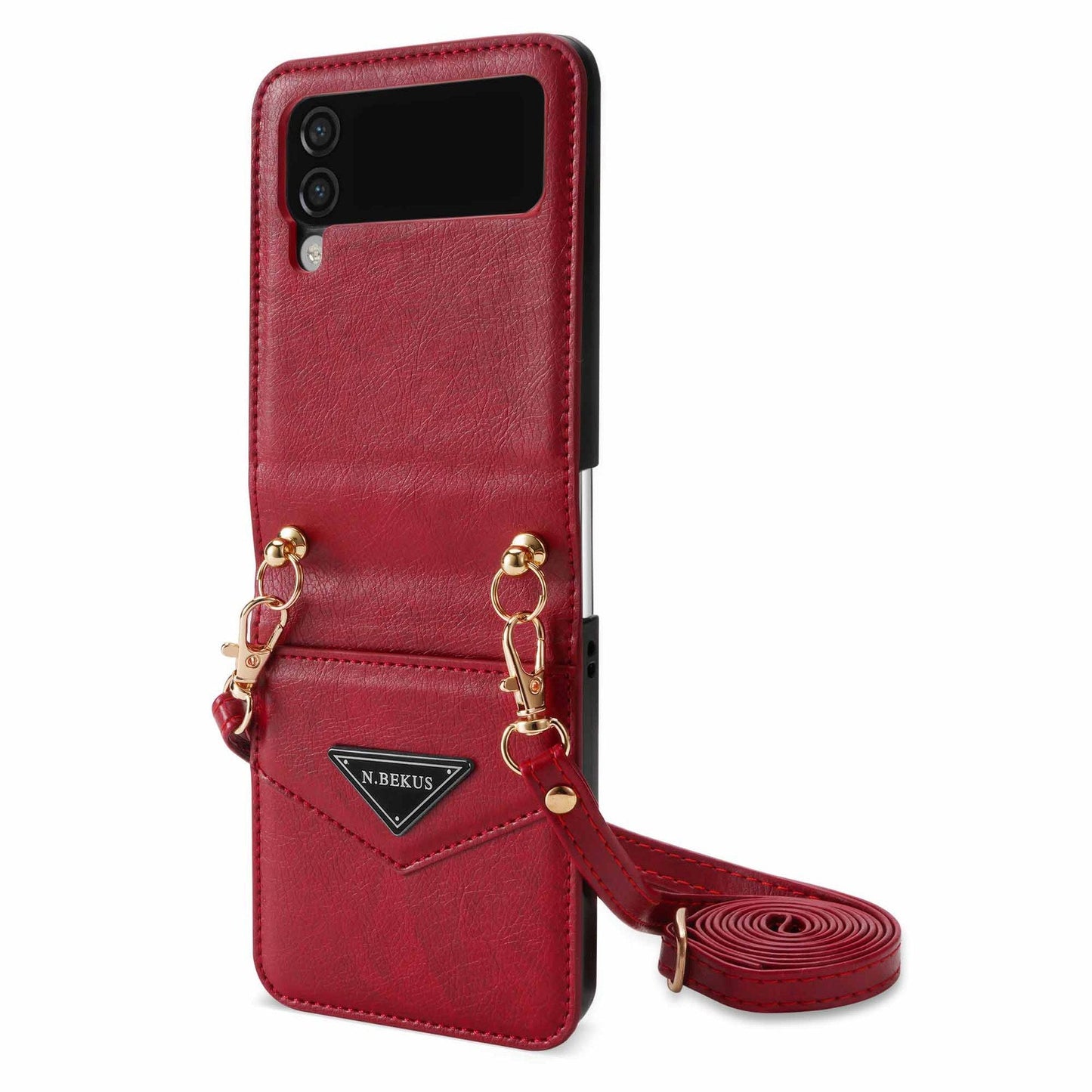 Samsung Z FLIP 4 Crossbody Phone Case Lychee Flip Leather Slip Card Case