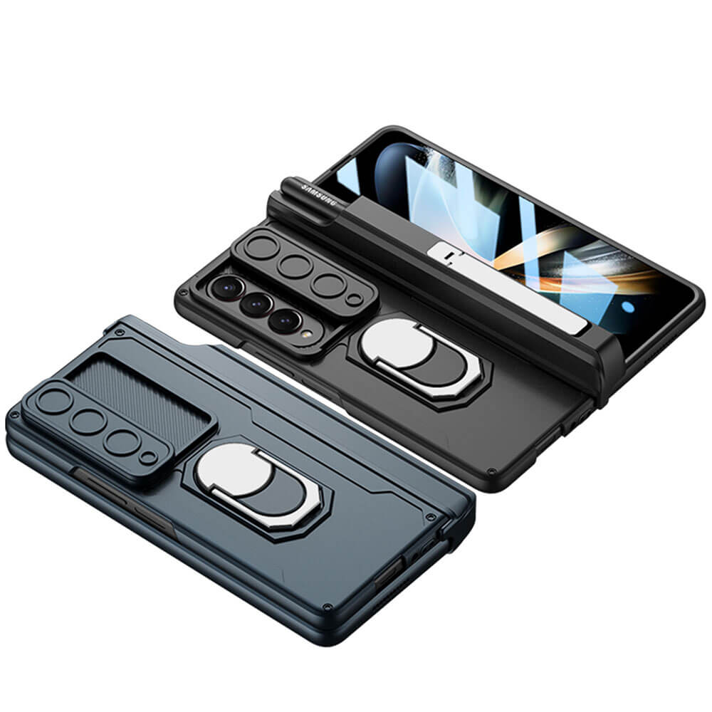 Magnetic Armor Slide Lens  Case with Glass Film For Galaxy Z Fold4