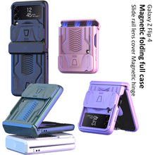 Charger l&#39;image dans la galerie, Magnetic Hinge Hard Armor Case For Samsung Galaxy Z Flip4 5G With Slide Lens Cover
