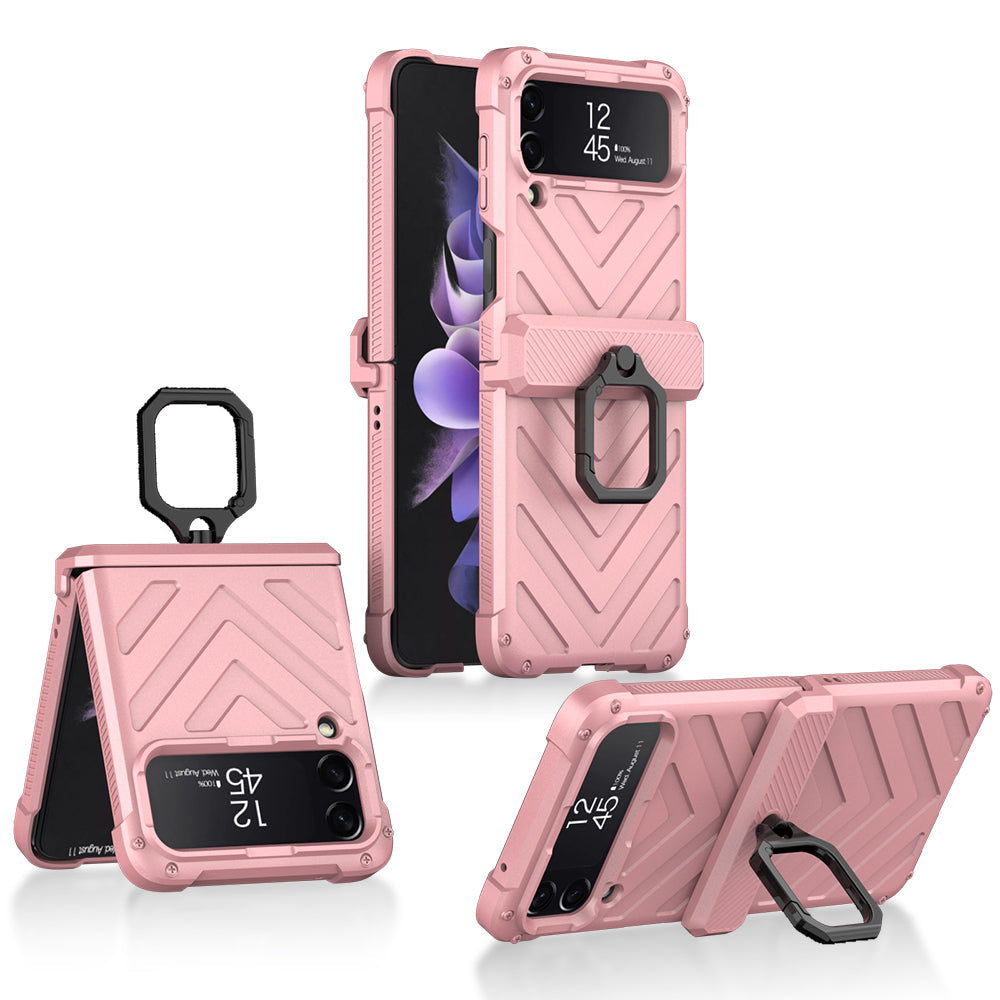 Magnetic Hinge Hard Armor Case For Samsung Galaxy Z Flip4 5G With Slide Lens Cover
