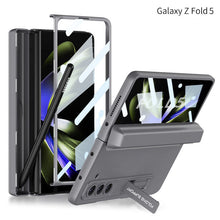 Charger l&#39;image dans la galerie, Magnetic Full Coverage Samsung Galaxy Z Fold 5 Case with Front Tempered Glass Protector and Hidden Pen Holder
