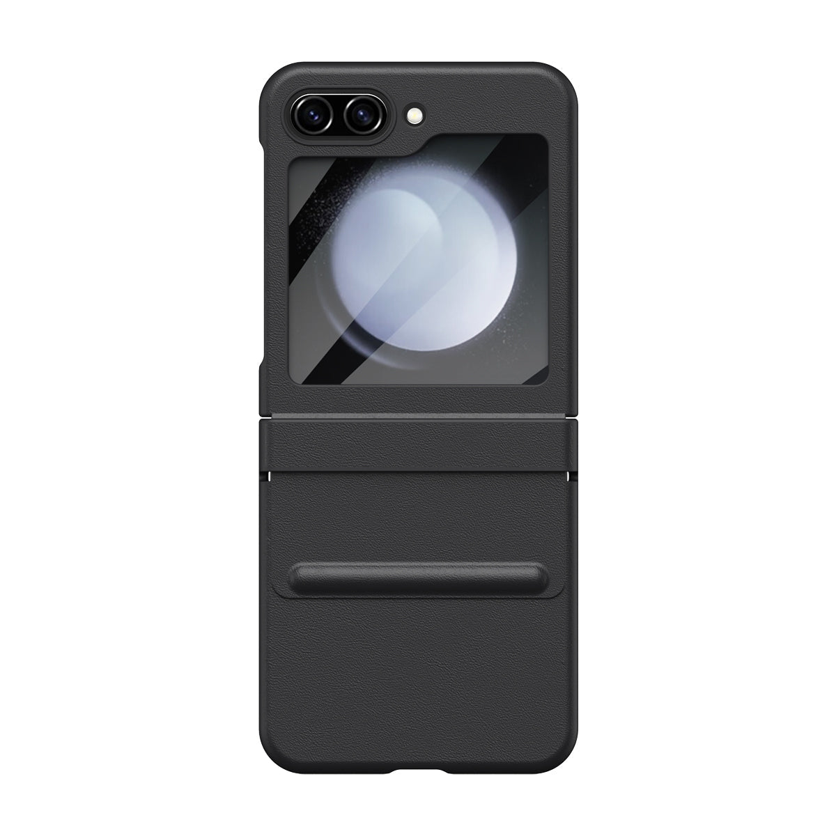 Samsung Galaxy Z Flip5 Leather  Hinge Protector Case Cover With Tempered Glass Film