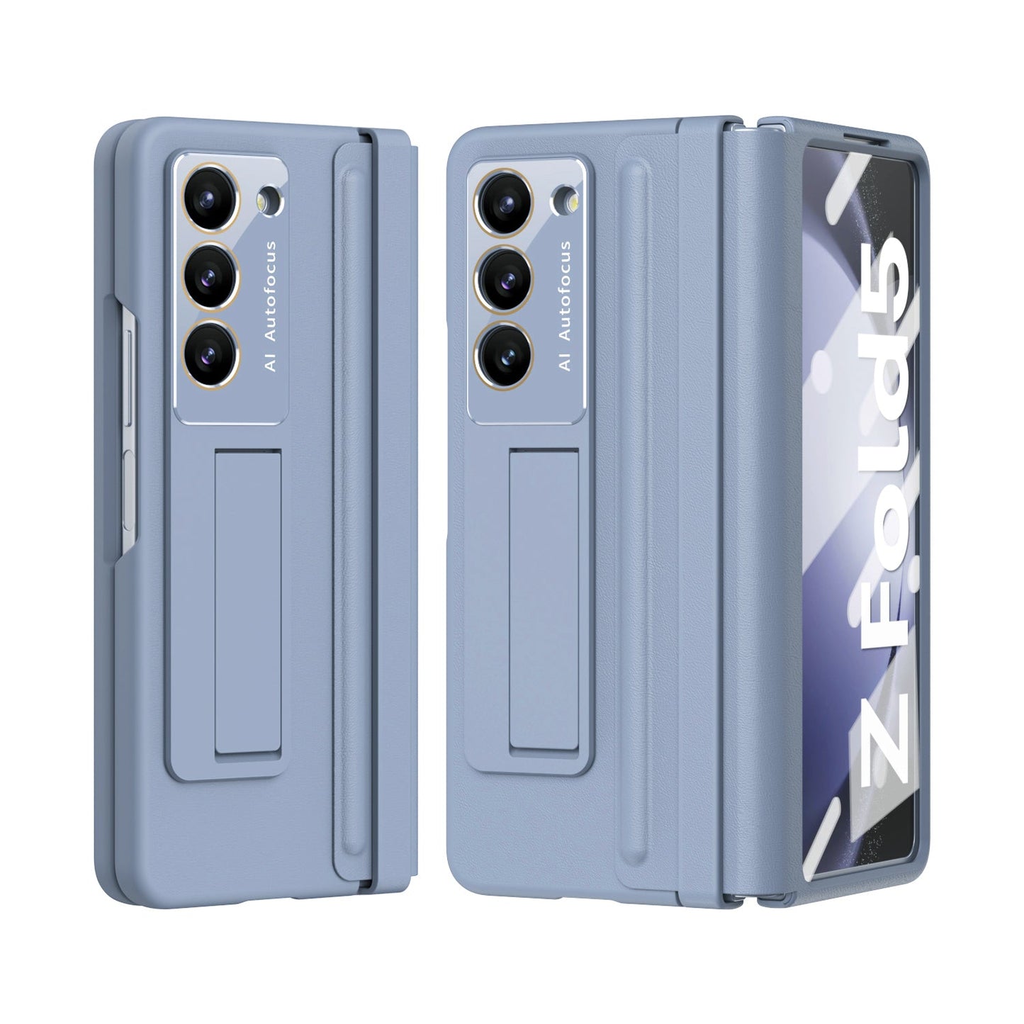 Leather Hinge Protector Samsung  Galaxy Z Fold5 Case With Self-tempered Glass Film