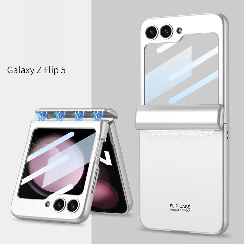 Magnetic Hinge Samsung Galaxy Z Flip5 Flip6 Full Coverage Phone Case with Front Screen Protector
