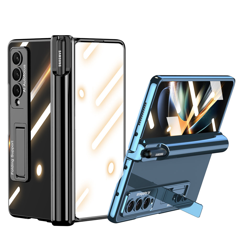 Galaxy Z Fold4 Magnetic Pen Holder Folding Bracket Shell Case With Film Integration And Folding Support