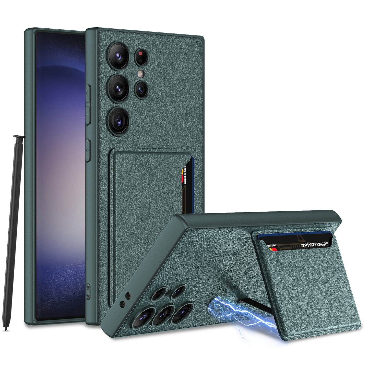 Plain Pickup Card Holder Magnetic Case For Samsung S24U S24Plus S24