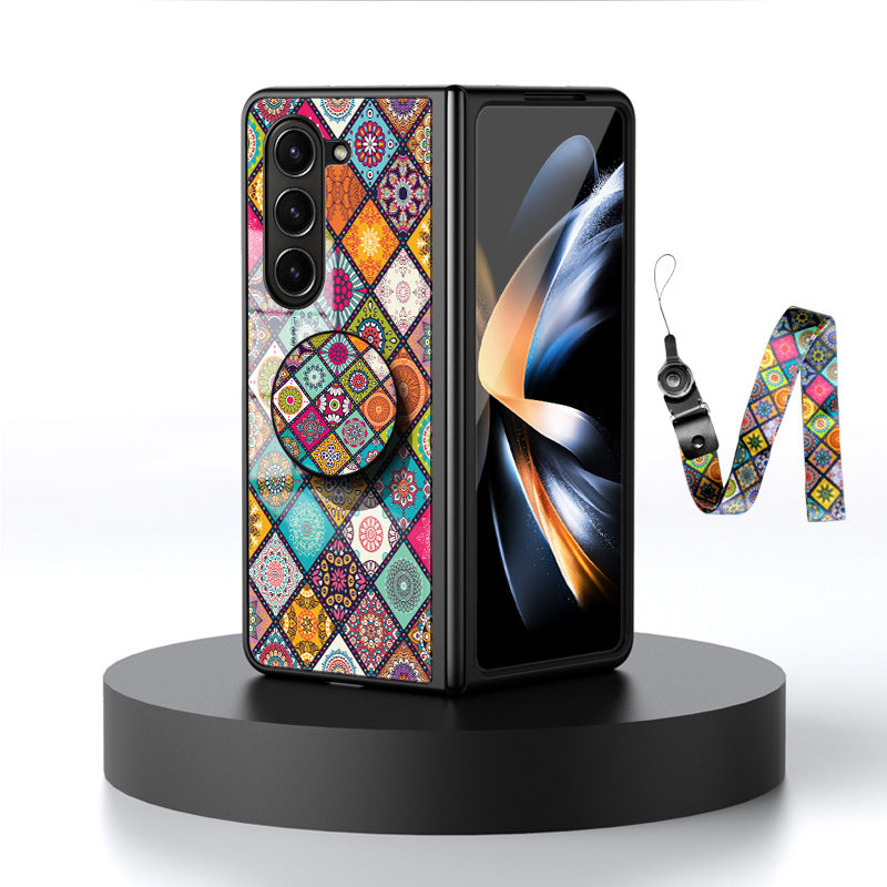 Retro Bohemian Samsung Galaxy Z Fold5 Case with Airbag Bracket Sling