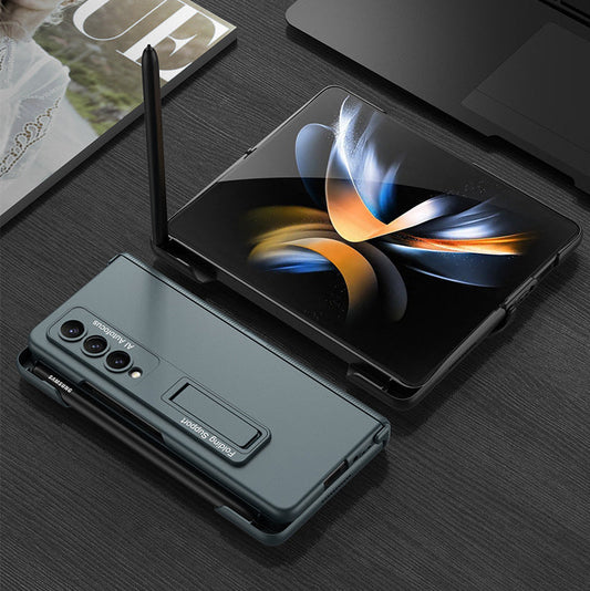 Side Pen Slot Hinge Flip Cover for Samsung Galaxy Z Fold4 5G Magnetic Case with Screen Protector
