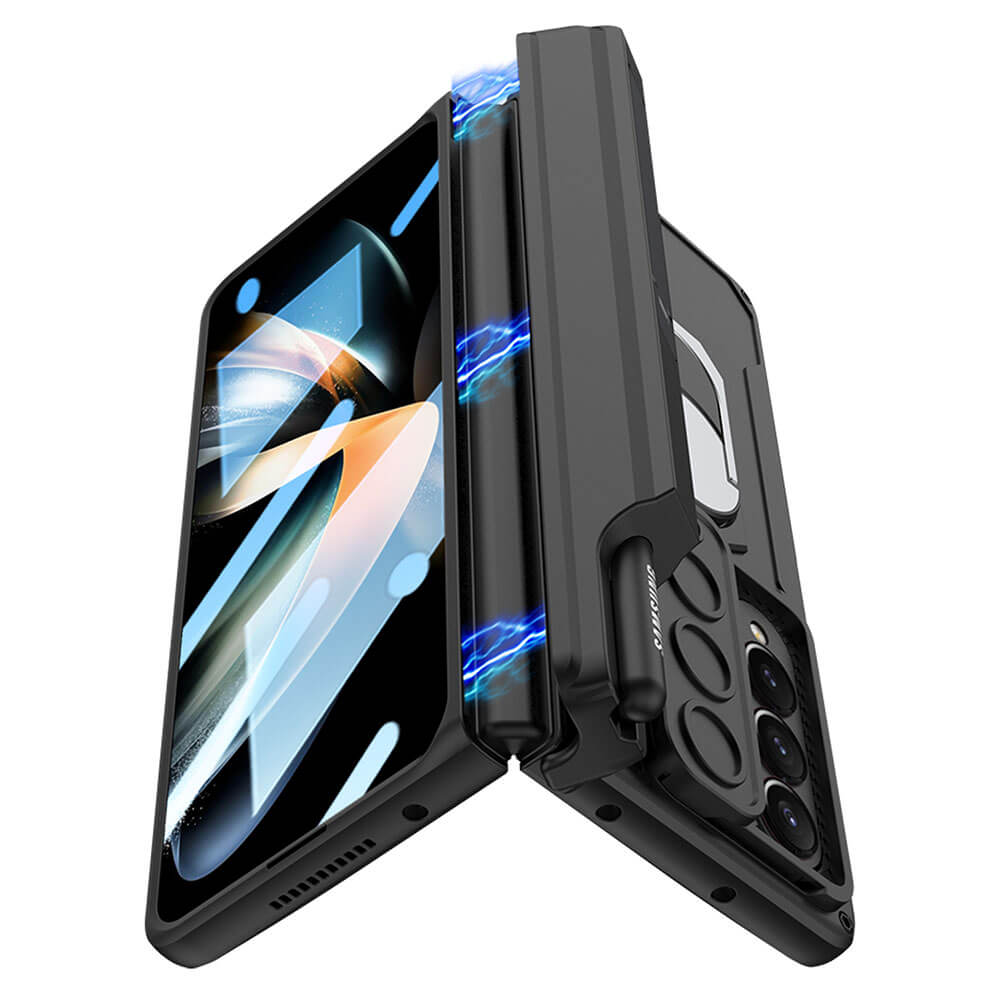 Magnetic Armor Slide Lens  Case with Glass Film For Galaxy Z Fold4
