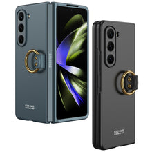 Lade das Bild in den Galerie-Viewer, Electroplated Slim Samsung Galaxy Z Fold 5 Case with Front Screen Tempered Glass Protector &amp; Ring
