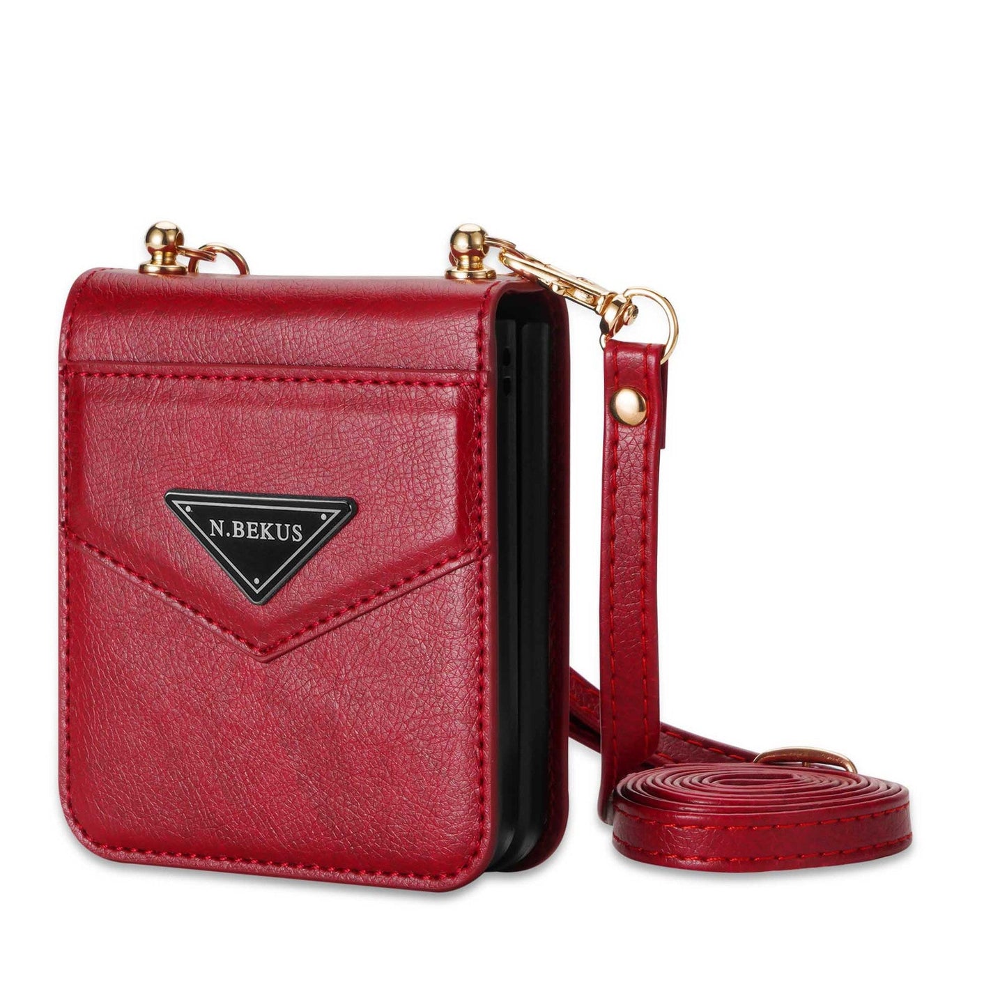 Samsung Z FLIP 4 Crossbody Phone Case Lychee Flip Leather Slip Card Case