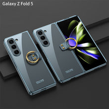 Charger l&#39;image dans la galerie, Electroplated Phantom Galaxy Z Fold 5 Case with Front Screen Tempered Glass Protector &amp; Ring
