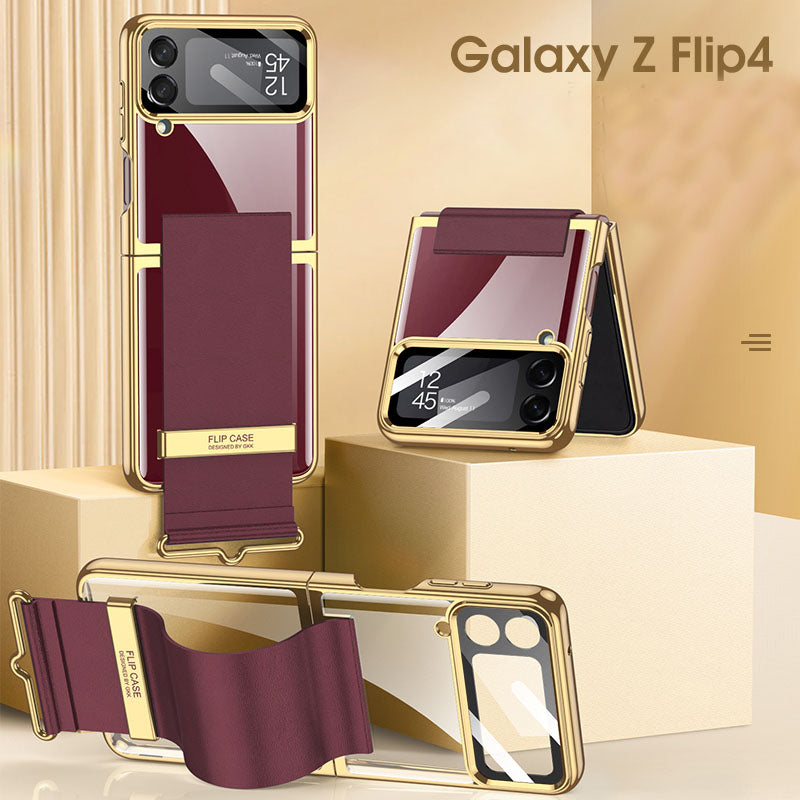 Electroplated Samsung Galaxy Z Flip4 5G  Hard Cover with Strap