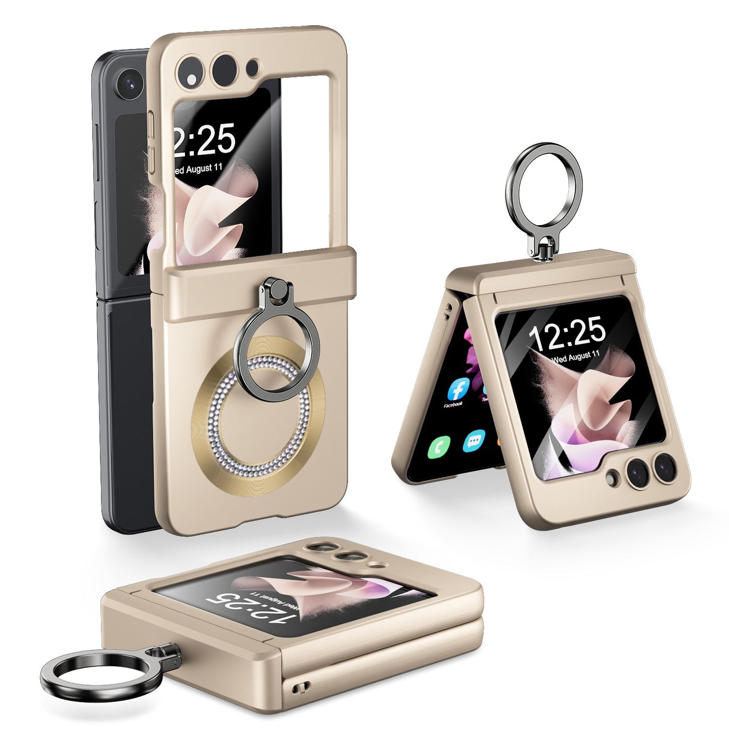 Anti-Fall Upgrade Hinge Full Protect Case with 360 Rotation Ring And Build-in Film