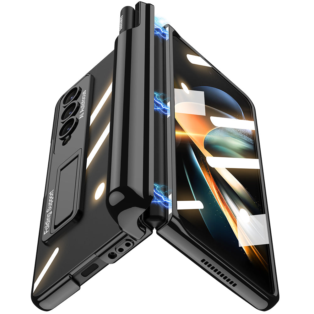 Galaxy Z Fold4 Magnetic Pen Holder Folding Bracket Shell Case With Film Integration And Folding Support