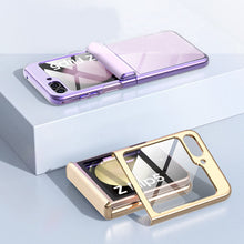 Cargar imagen en el visor de la galería, Electroplated Fully Enclosed Hinge with Front Film Samsung Galaxy Z Flip5 Case
