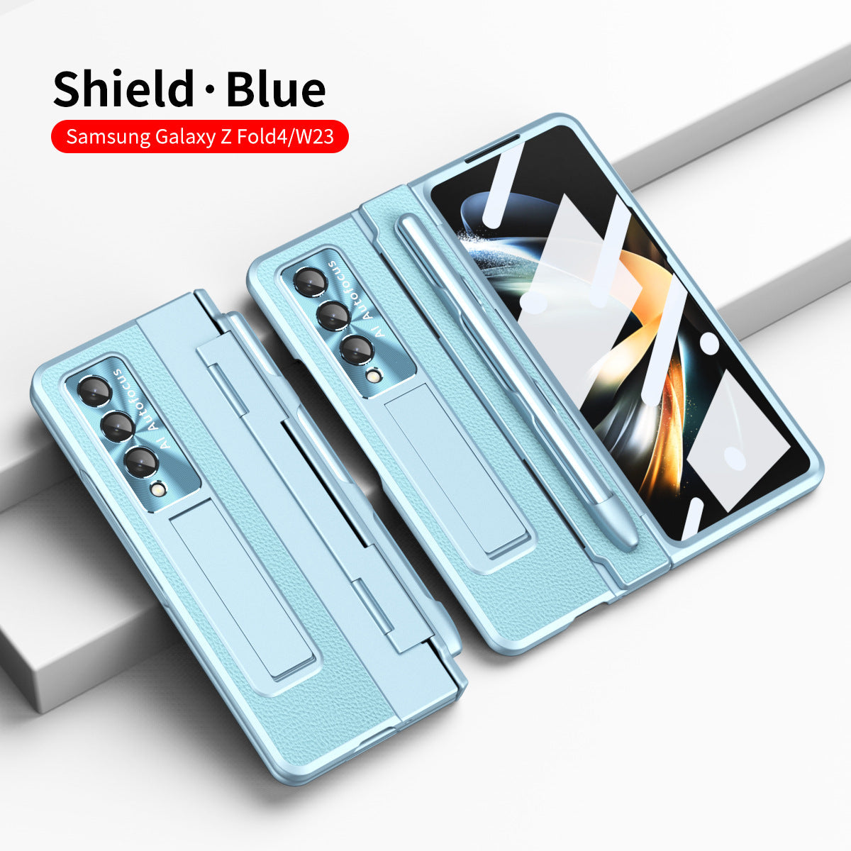 Shield Hinge Plain Leather All-inclusive Drop-Proof  Case For Samsung Galaxy Z Fold5 Fold4 5G
