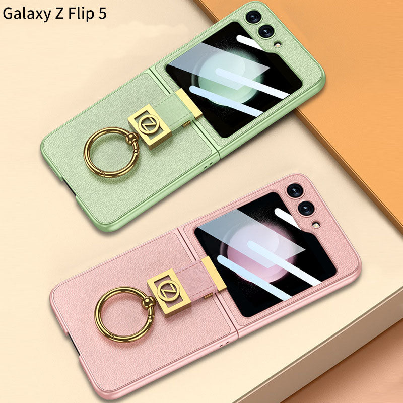Luxury  Full-Body Rugged  Case for Samsung Galaxy Z Flip5 With Front Film & Ring