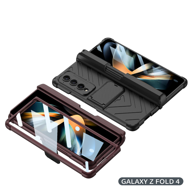 Hardcore Armor Case For Samsung Galaxy Z Fold4 5G With Push Pen Case Kickstand And Film Protector