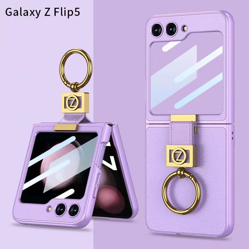 Luxury  Full-Body Rugged  Case for Samsung Galaxy Z Flip5 With Front Film & Ring