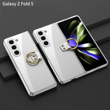 Lade das Bild in den Galerie-Viewer, Electroplated Phantom Galaxy Z Fold 5 Case with Front Screen Tempered Glass Protector &amp; Ring
