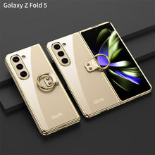 Charger l&#39;image dans la galerie, Electroplated Phantom Galaxy Z Fold 5 Case with Front Screen Tempered Glass Protector &amp; Ring
