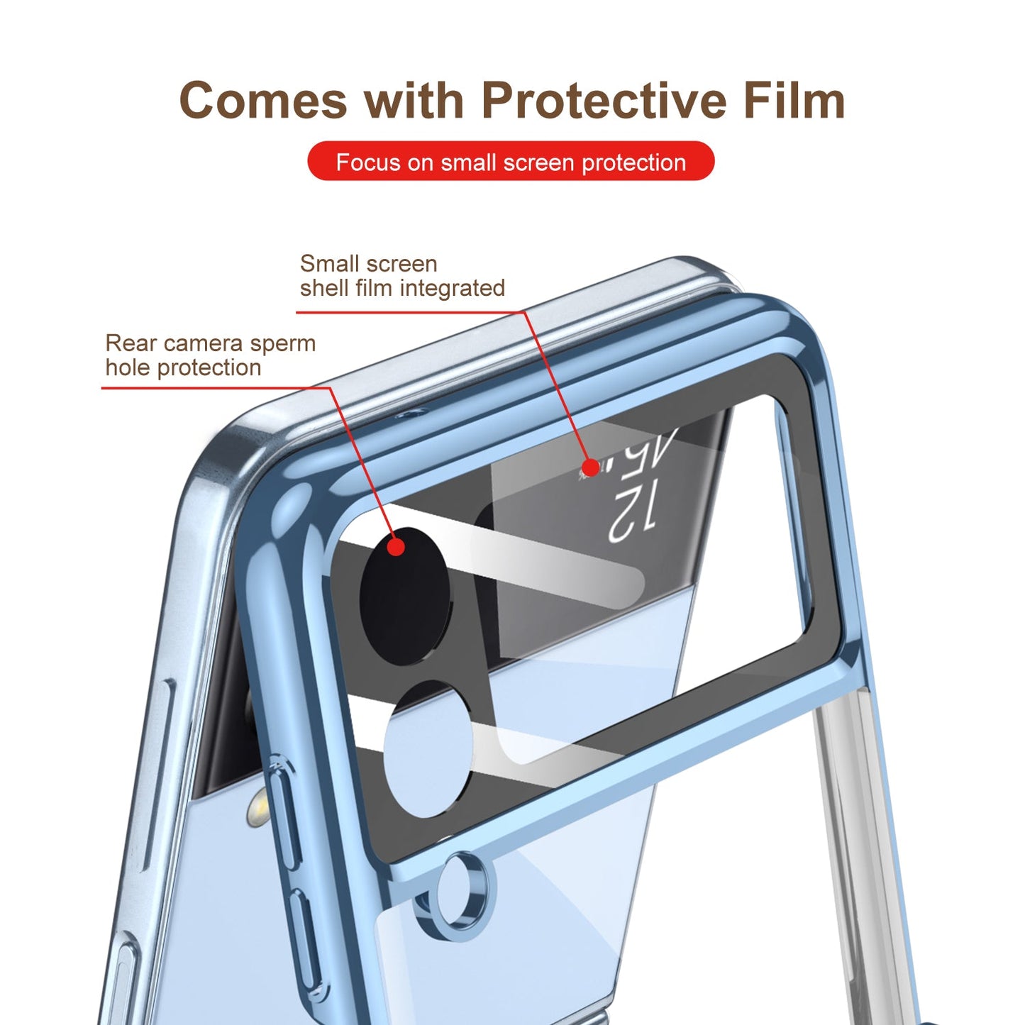 Magnetic Hinge Protect Electroplated Case For Galaxy Z Flip4 5G With Ring Standard