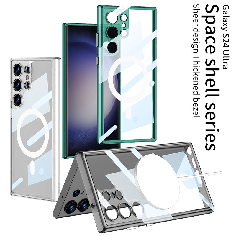 Transparent Space Shell Series Case With Magsafe Ring For Samsung S24Ultra S24Plus S24
