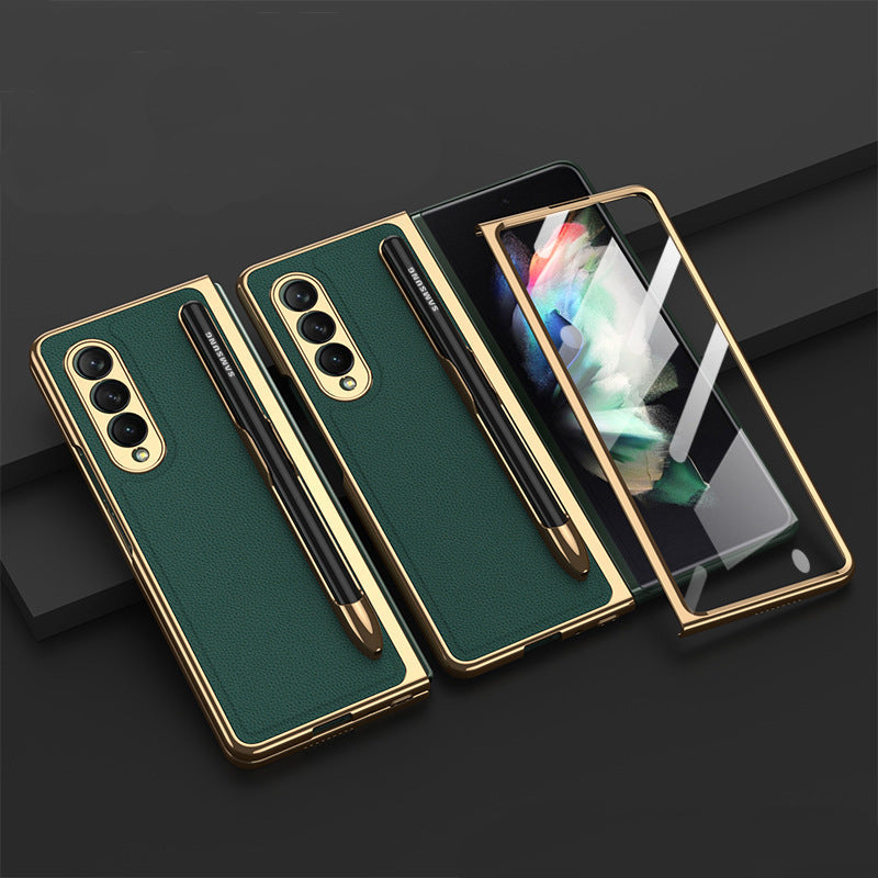 Electroplating Galaxy Z Fold4 Case With Film Protector and S Pen Slot