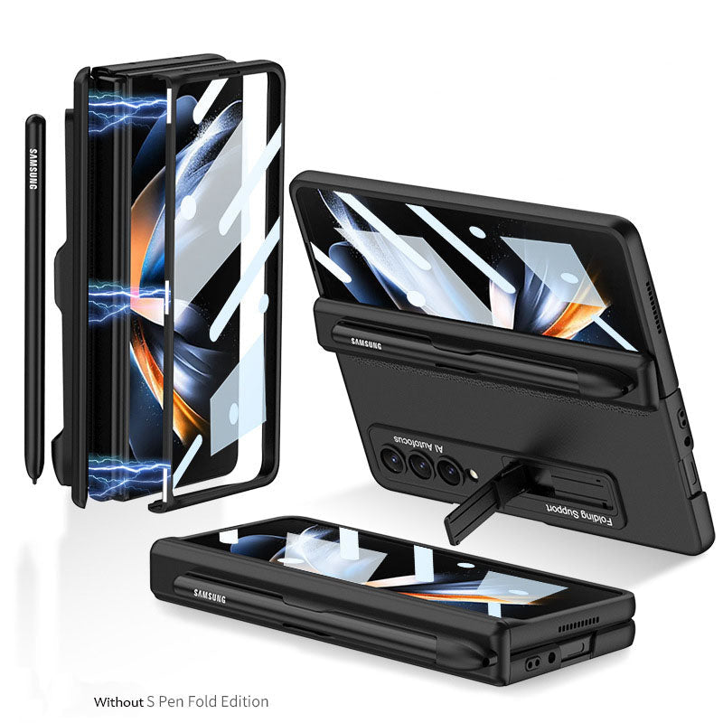 Magnetic Hinge Case For Galaxy Z Fold4 5G With Pen Slot Tempered Film