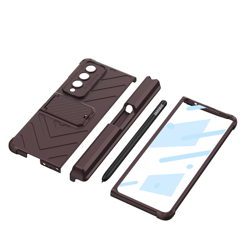 Hardcore Armor Case For Samsung Galaxy Z Fold4 5G With Push Pen Case Kickstand And Film Protector