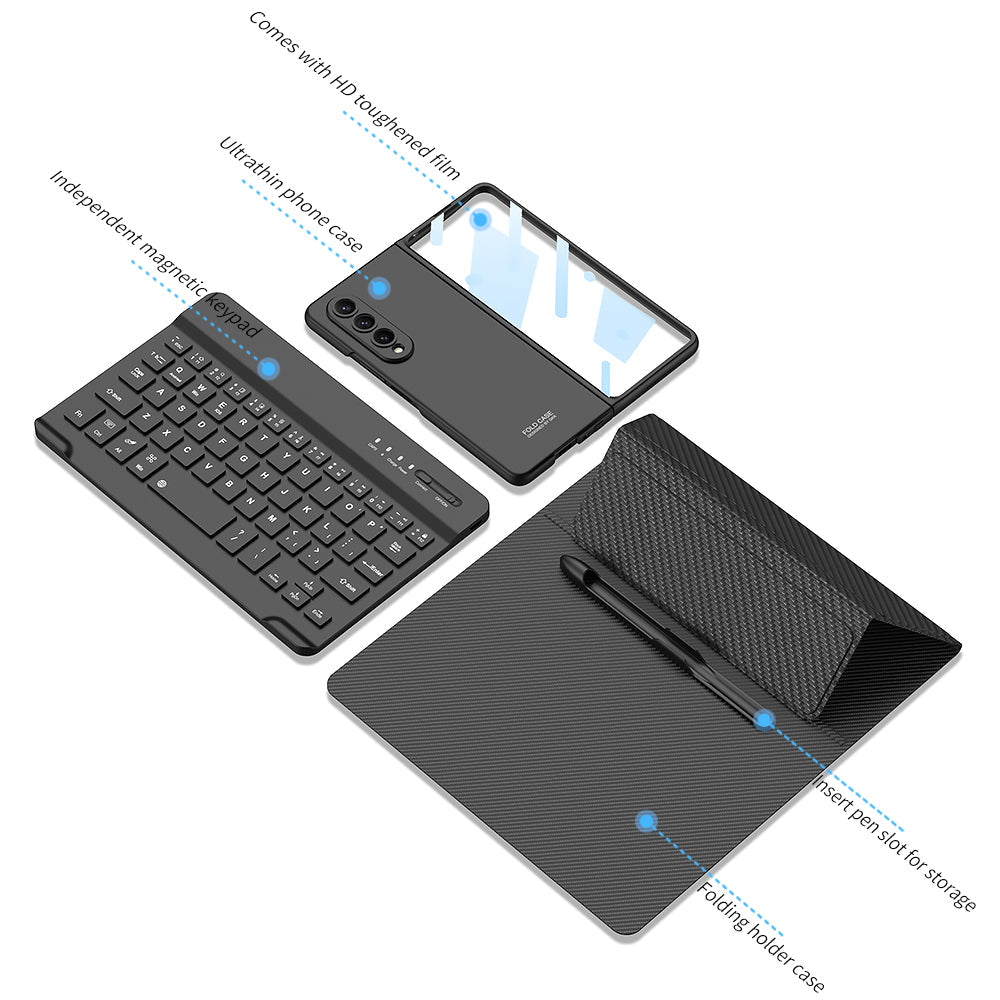 Bluetooth Keyboard For Galaxy Z Fold4/Fold3 5G With Full Protection Case and S Pen Slot