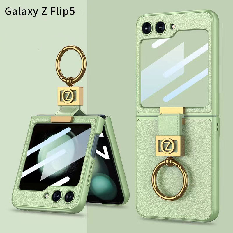 Luxury  Full-Body Rugged  Case for Samsung Galaxy Z Flip5 With Front Film & Ring