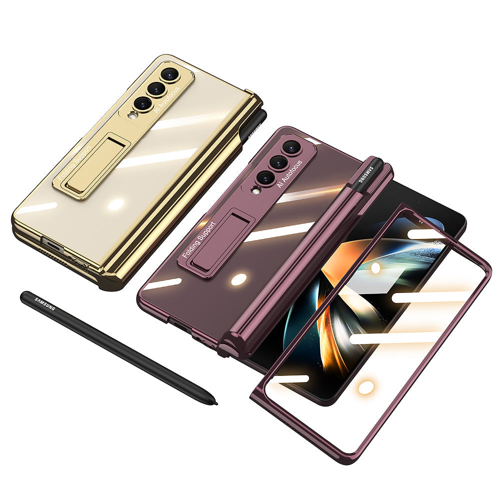 Galaxy Z Fold4 Magnetic Pen Holder Folding Bracket Shell Case With Film Integration And Folding Support