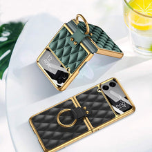 Load image into Gallery viewer, Luxury Leather Samsung Galaxy Z Flip4 5G Case Electroplating Diamond Protective Cover
