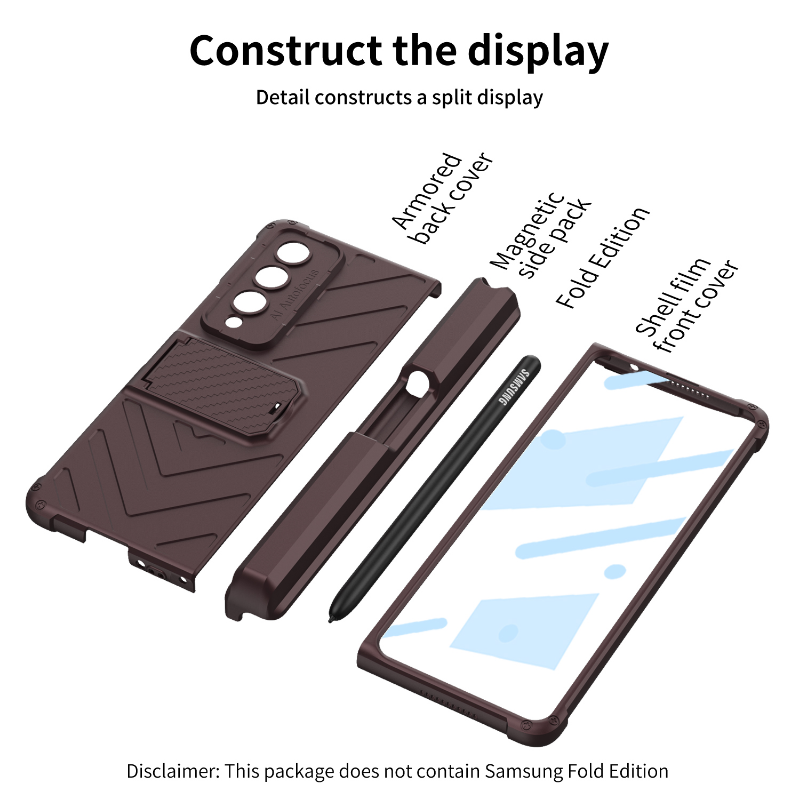 Hardcore Armor Case For Samsung Galaxy Z Fold4 5G With Push Pen Case Kickstand And Film Protector