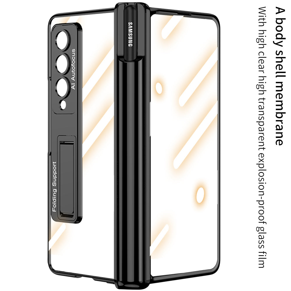 Galaxy Z Fold4 Magnetic Pen Holder Folding Bracket Shell Case With Film Integration And Folding Support